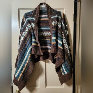 Anthropologie Sleeping on Snow Fair Isle  Blanket Cardigan Sweater S